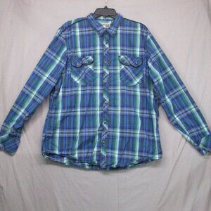 International‎ Concept Black Pearl Snap Button Madras Plaid Blue Men Size | XL